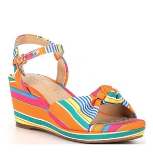 Copper Key Girls Beverly Striped Fabric Knotted Platform Sandals 4M